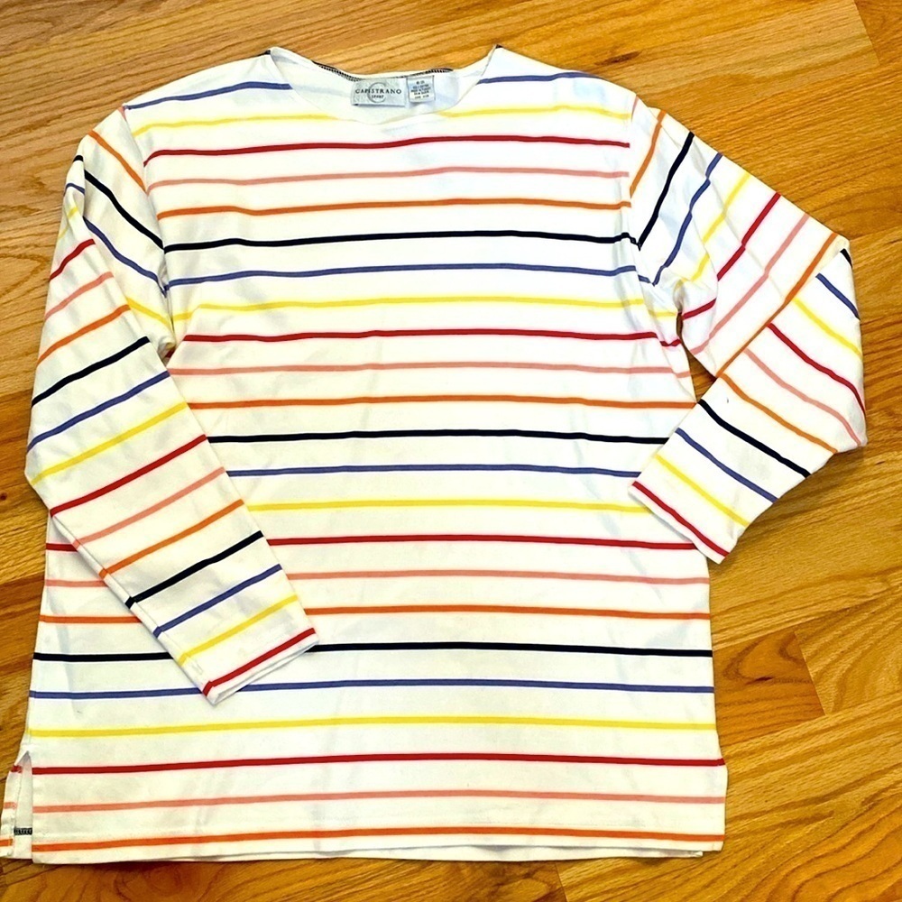Capistrano Sport shirt Top Womens 18/20 plus size Cotton Rainbow stripe casual
